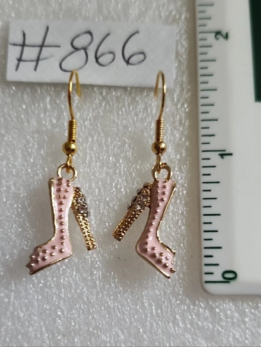 Gold & Pink High Heel Charm Drop Earrings